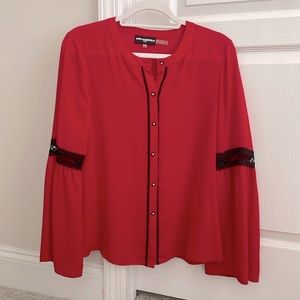 Karl Lagerfeld red blouse with black details